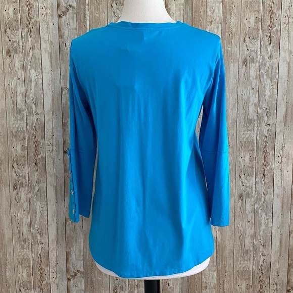Hinson Wu Christy 3/4 Sleeve Top In Aqua Blue Size Small - Picture 5 of 8